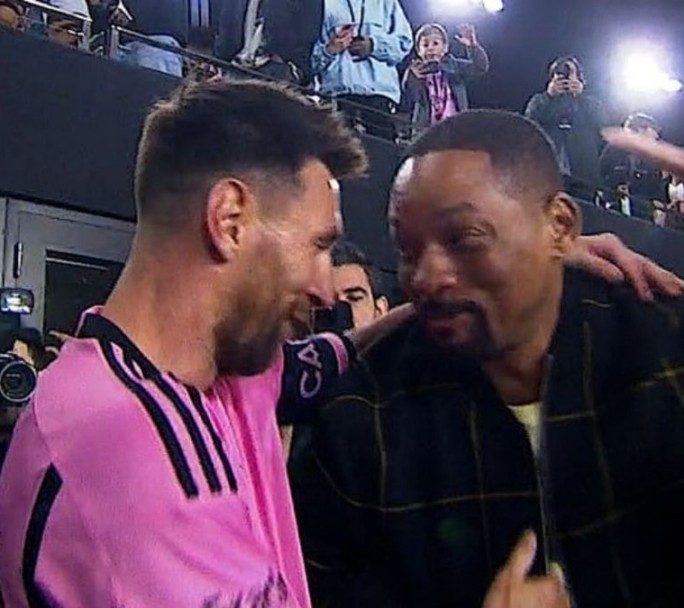 El cálido saludo entre Messi y Will Smith en el debut del Inter Miami en la MLS